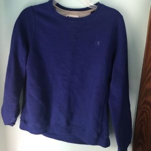 A champion purple-blue crewneck.